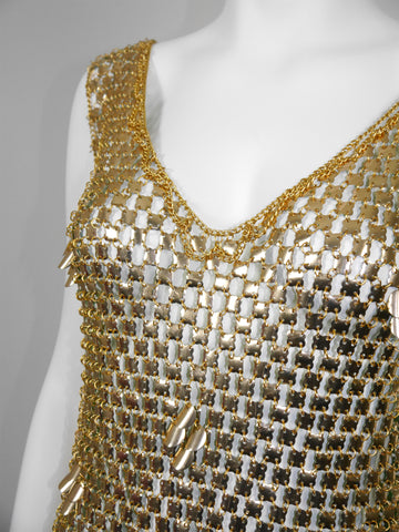 PACO RABANNE 1970s Vintage Gold-Tone Chain Mail Maxi Dress Size S VINTAGE VON WERTH PACO RABANNE 1970s Vintage Gold-Tone Chain Mail Maxi Dress Size S VINTAGE VON WERTH