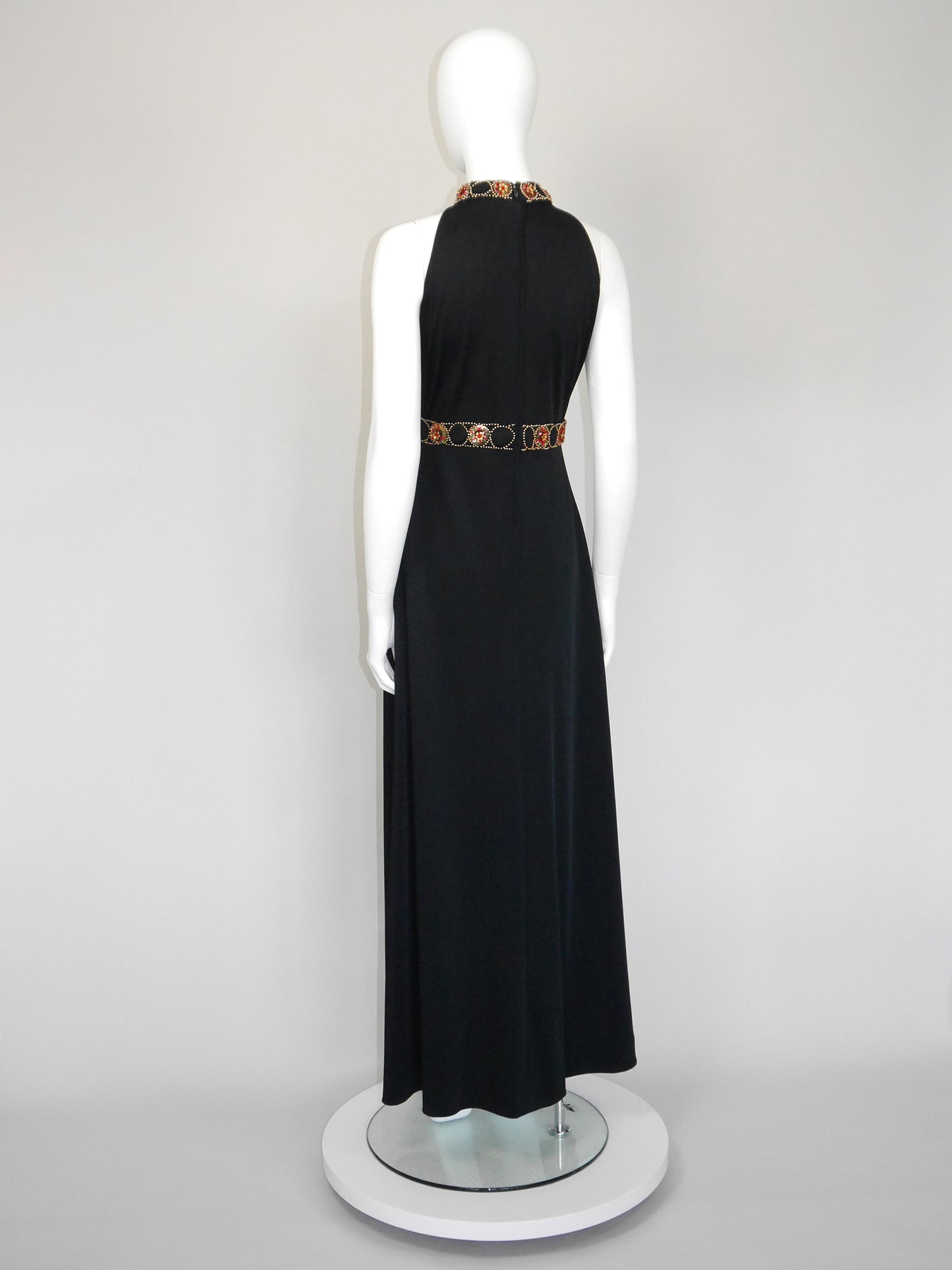 PIERRE BALMAIN 1960s 1970s Vintage Beaded Maxi Evening Goddess Gown Size S