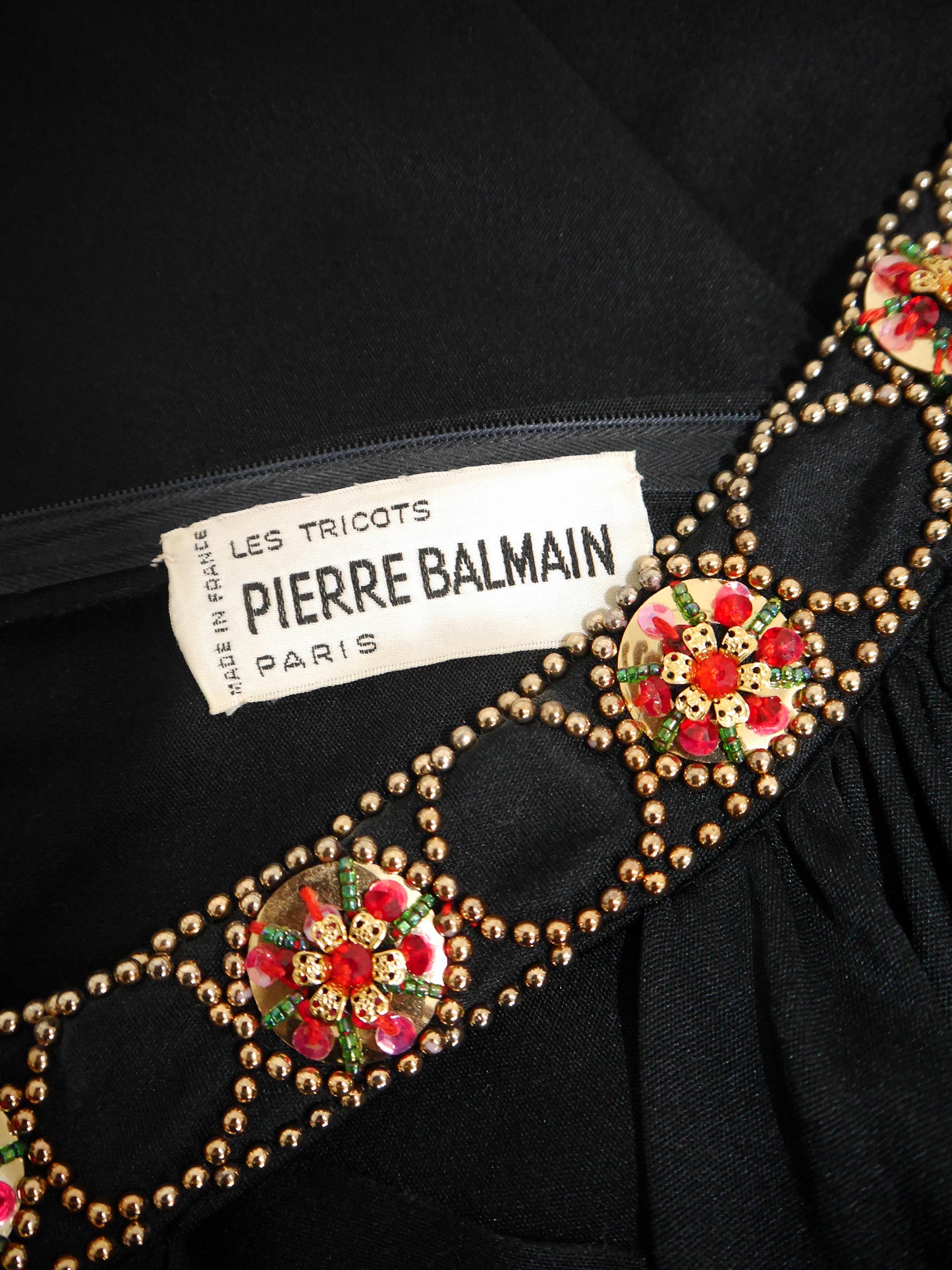 PIERRE BALMAIN 1960s 1970s Vintage Beaded Maxi Evening Goddess Gown Size S