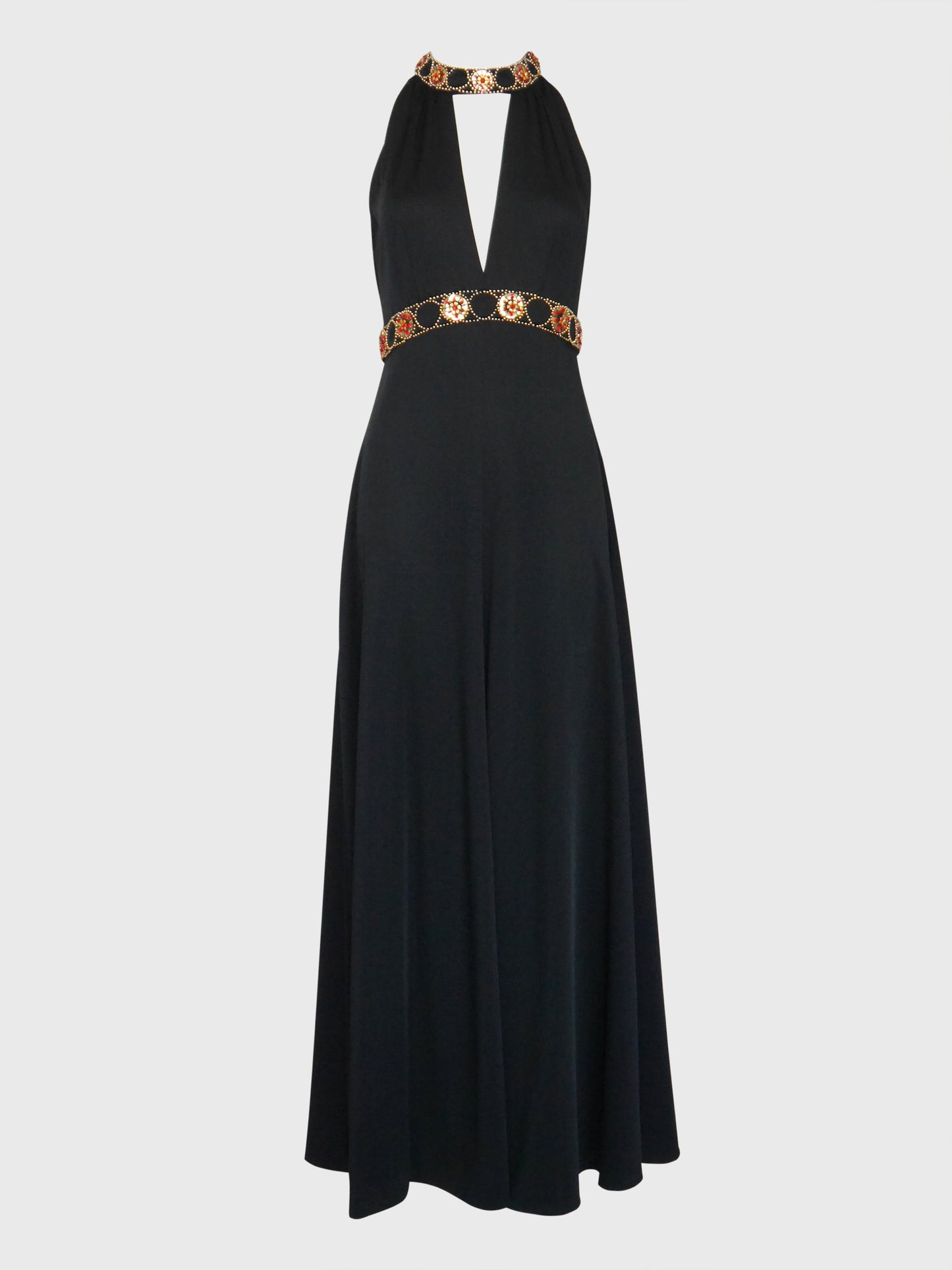 PIERRE BALMAIN 1960s 1970s Vintage Beaded Maxi Evening Goddess Gown Size S