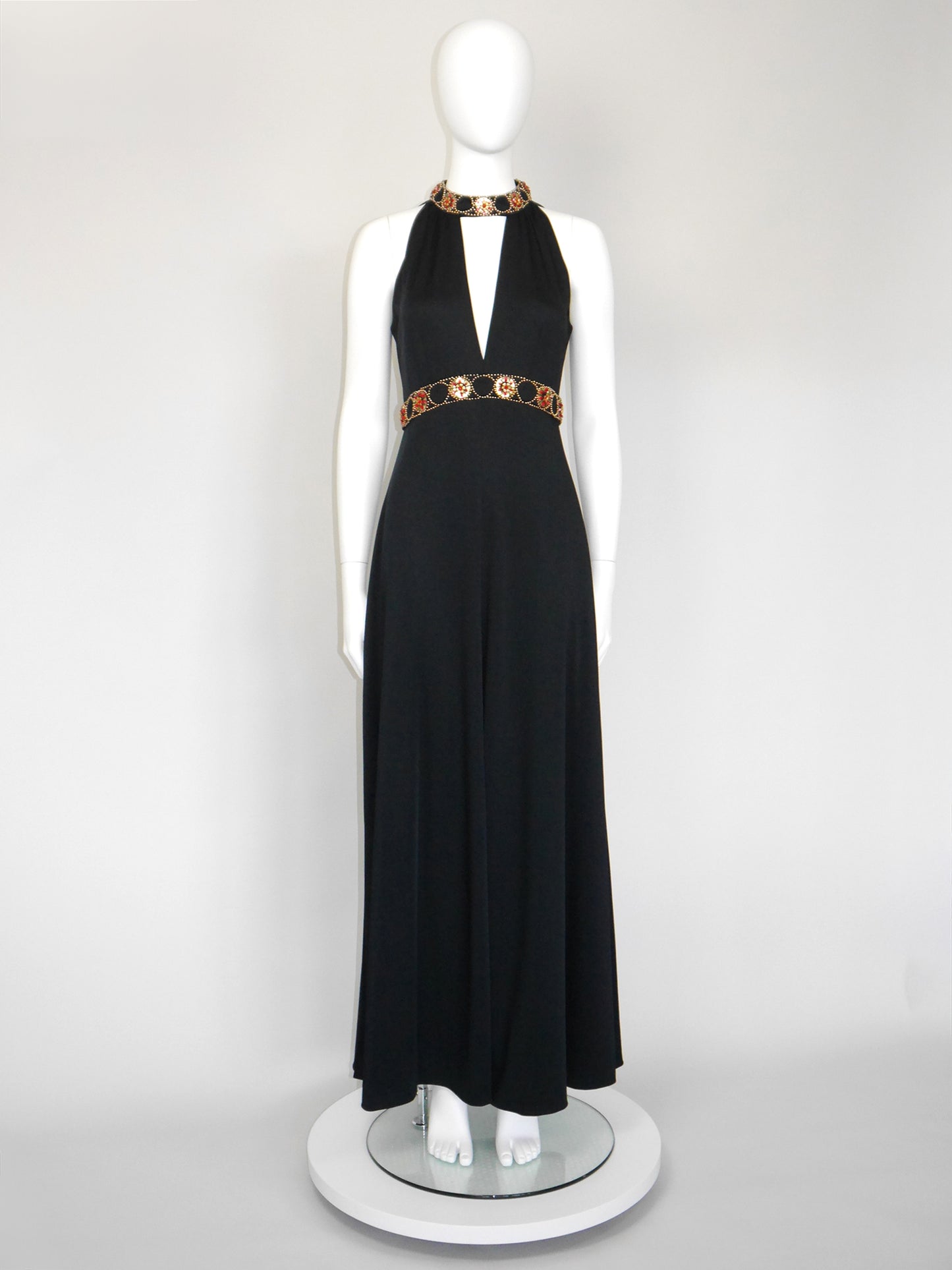 PIERRE BALMAIN 1960s 1970s Vintage Beaded Maxi Evening Goddess Gown Size S