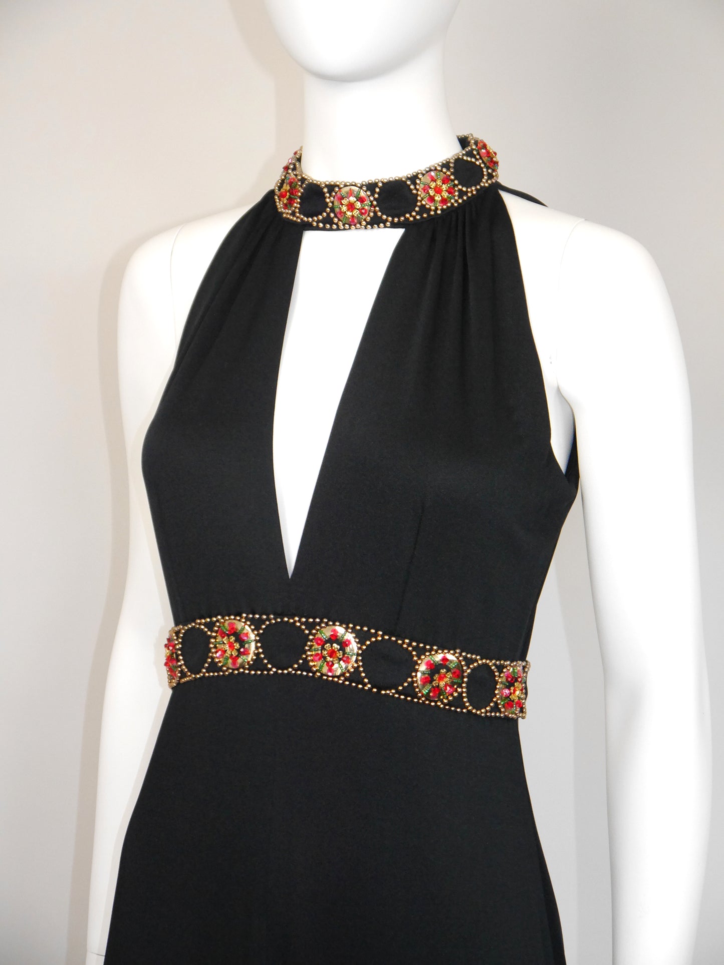 PIERRE BALMAIN 1960s 1970s Vintage Beaded Maxi Evening Goddess Gown Size S