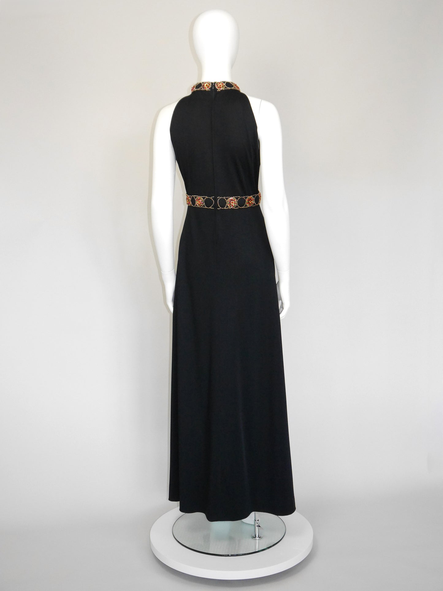 PIERRE BALMAIN 1960s 1970s Vintage Beaded Maxi Evening Goddess Gown Size S