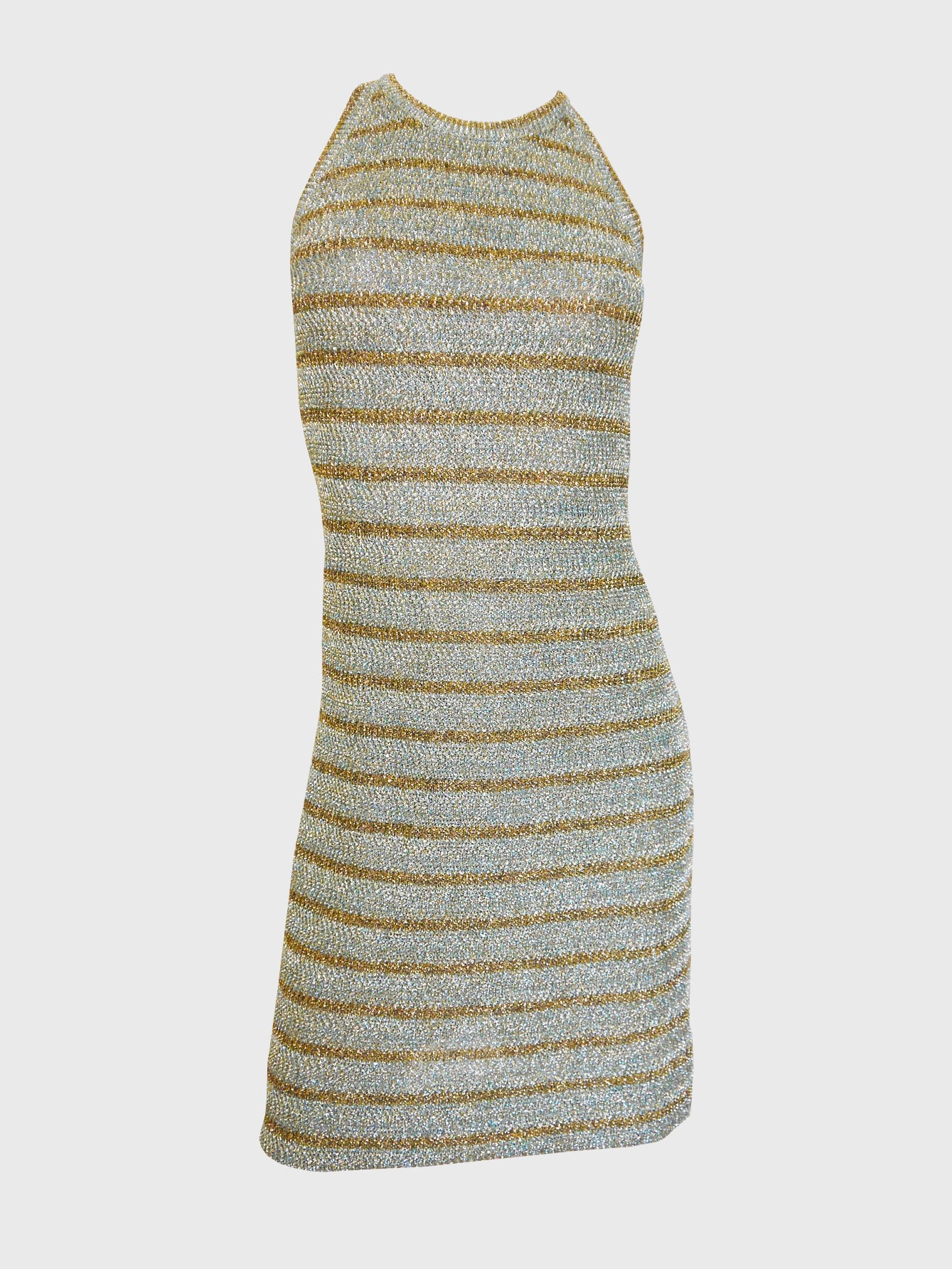 PIERRE BALMAIN 1960s Vintage Striped Metallic Lurex Knit Dress
