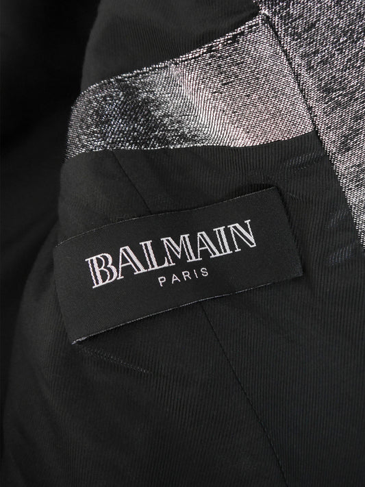 BALMAIN by Christophe Decarnin 2000s Vintage Silver Metallic Evening Jacket Size S
