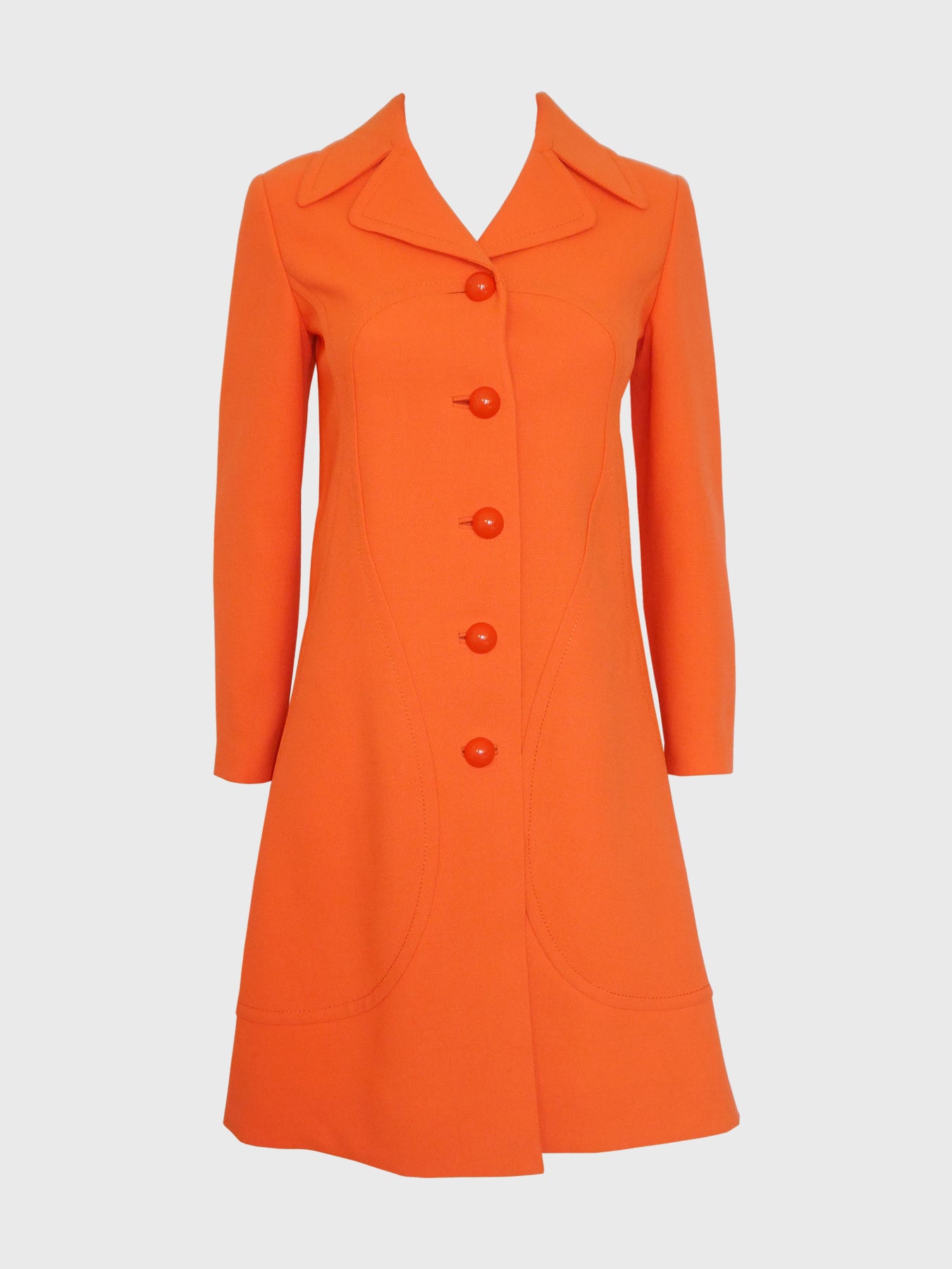 PIERRE CARDIN 1960s Vintage Salmon Orange Mod Coat