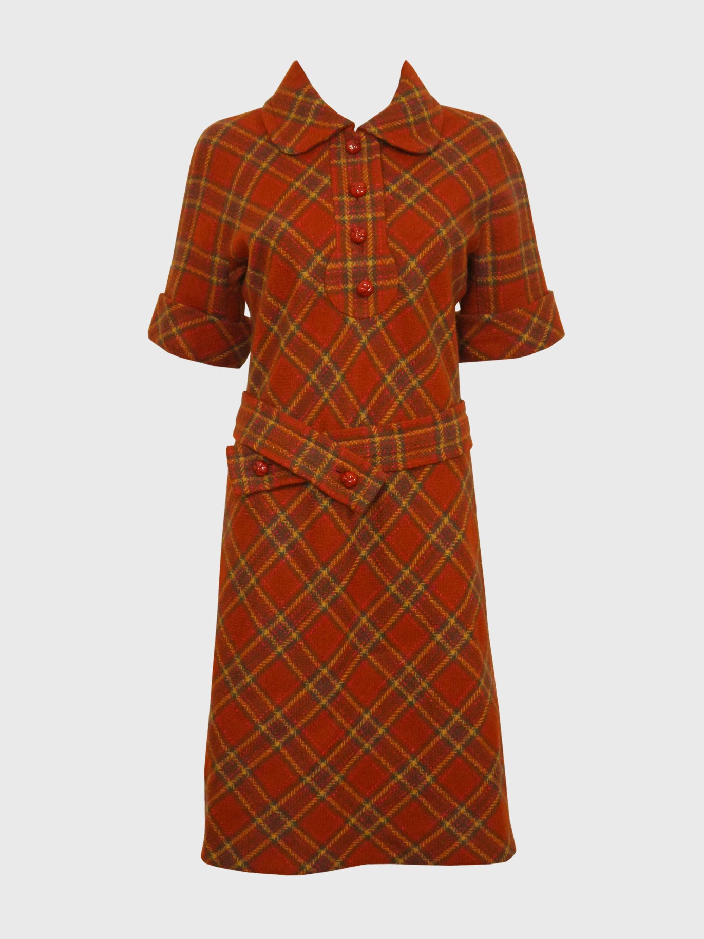 PIERRE CARDIN 1960s Vintage Wool Dress w/ Belt