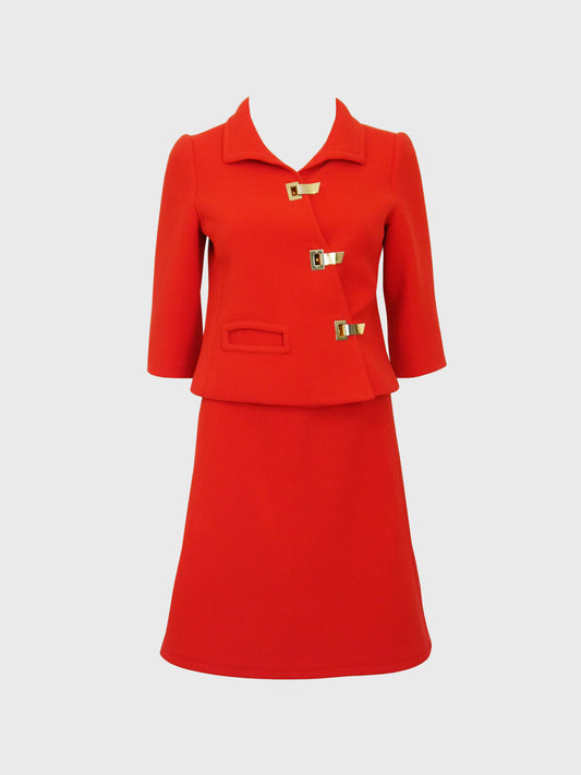 PIERRE CARDIN Spring 1967 Cosmocorps Vintage Suit Skirt & Jacket Size XS