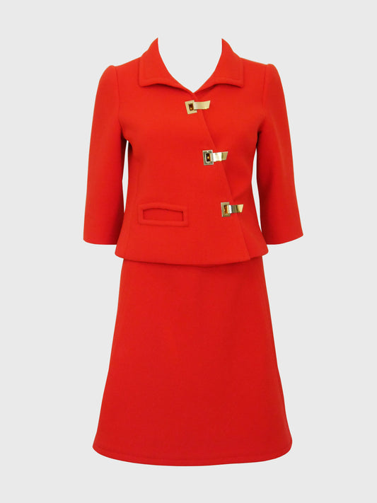 PIERRE CARDIN c. 1967 Cosmocorps Vintage Suit Skirt & Jacket Size XS