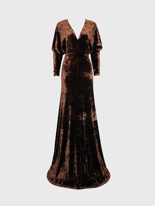 PLEIN SUD 1990s 2000s Vintage Ultra Long Crushed Velvet Maxi Evening Dress Size S