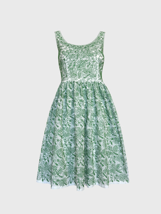 PRADA Spring 2011 Vintage "Made in India" Artisanal Handmade Dress w/ Chikan Embroidery Size XXS