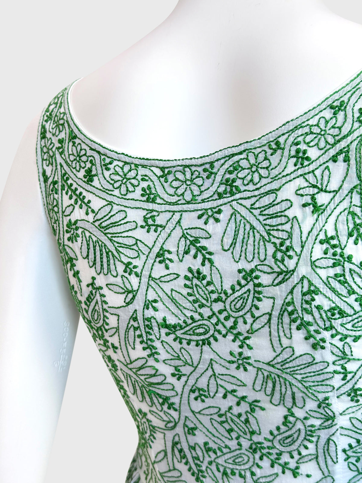 PRADA Spring 2011 Vintage "Made in India" Artisanal Handmade Dress w/ Chikan Embroidery Size XXS