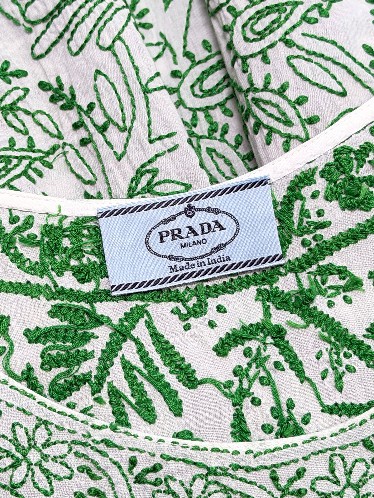 PRADA Spring 2011 Vintage "Made in India" Artisanal Handmade Dress w/ Chikan Embroidery Size XXS