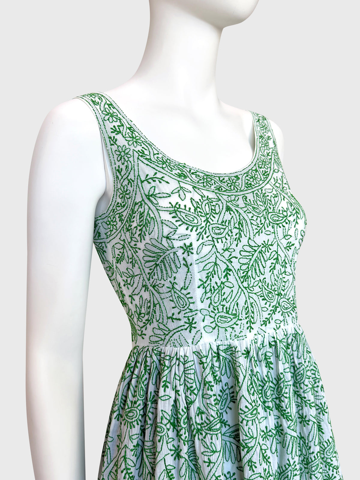 PRADA Spring 2011 Vintage "Made in India" Artisanal Handmade Dress w/ Chikan Embroidery Size XXS