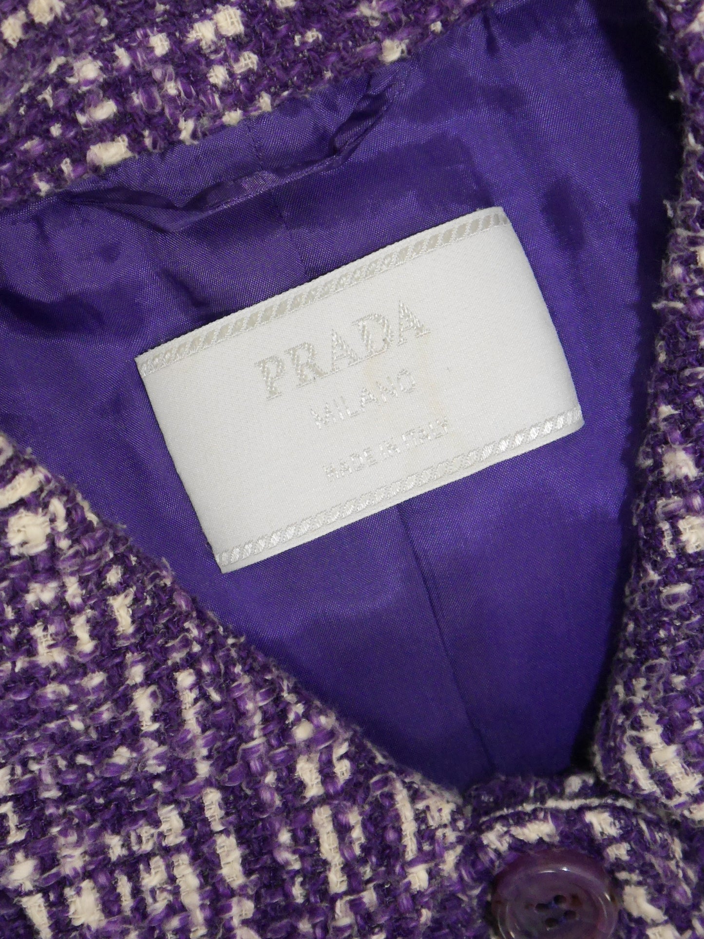 PRADA Spring 1996 Vintage Purple Bouclé Ugly Chic Dress or Vest Size S-M