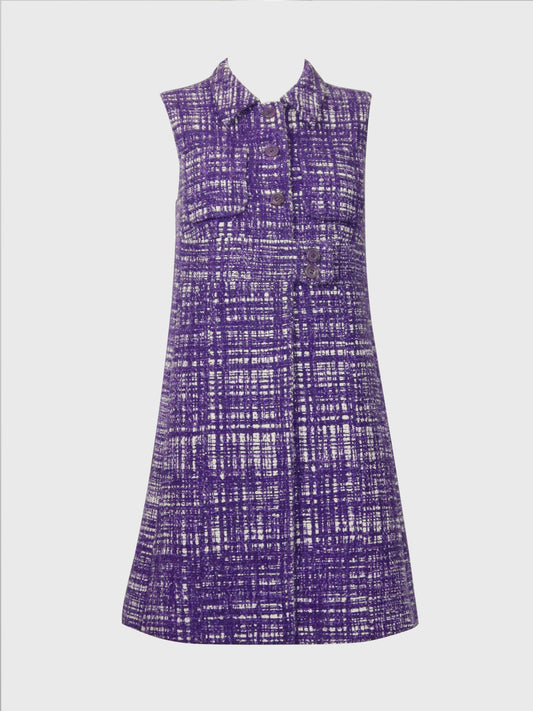 PRADA Spring 1996 Vintage Purple Bouclé Ugly Chic Dress or Vest Size S-M