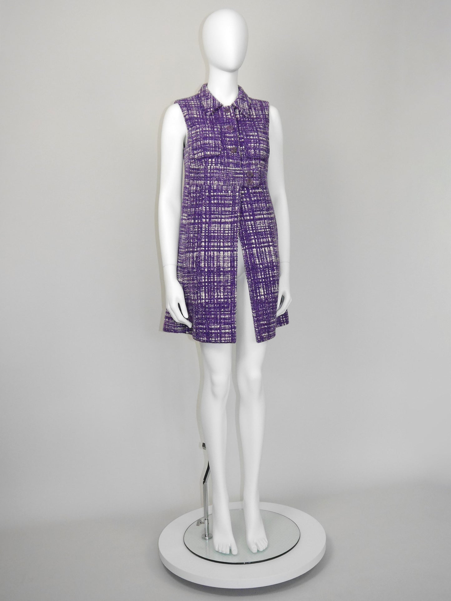 PRADA Spring 1996 Vintage Purple Bouclé Ugly Chic Dress or Vest Size S-M