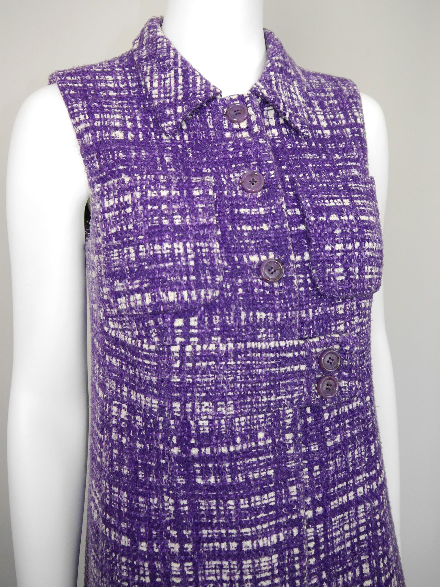 PRADA Spring 1996 Vintage Purple Bouclé Ugly Chic Dress or Vest Size S-M