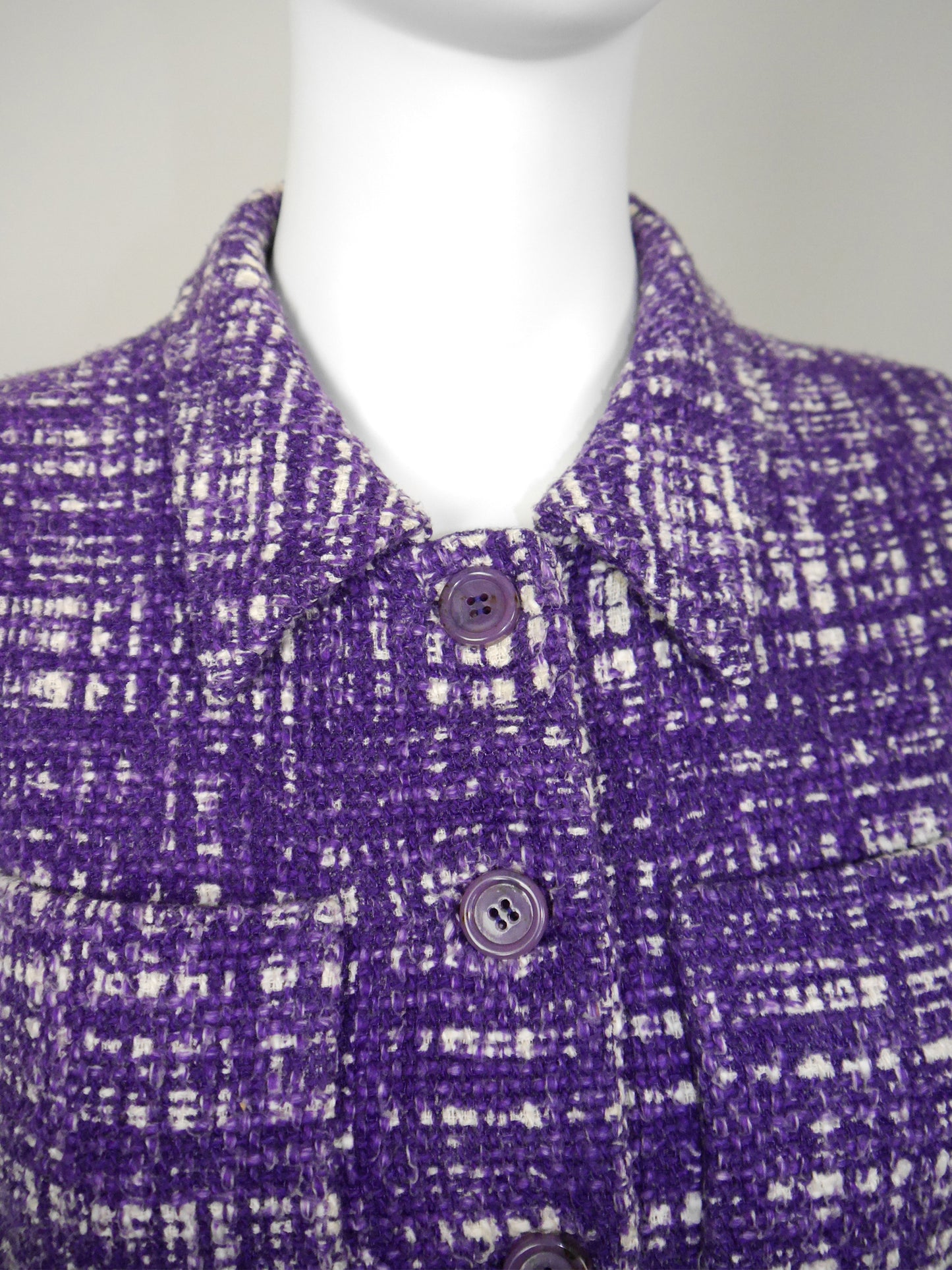 PRADA Spring 1996 Vintage Purple Bouclé Ugly Chic Dress or Vest Size S-M