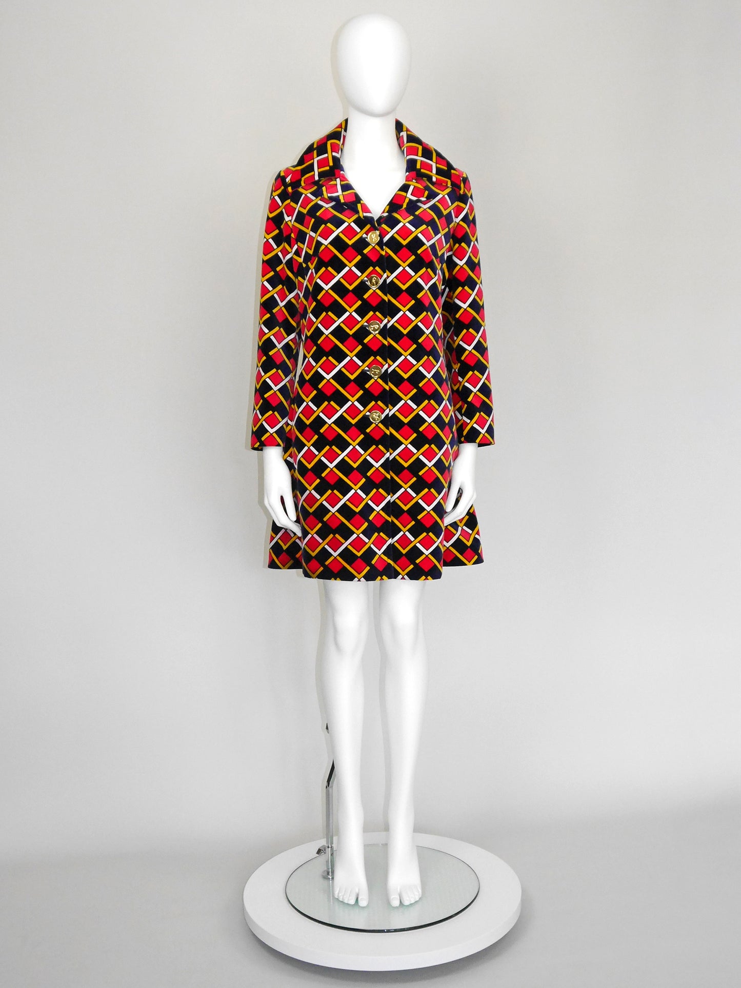 ROBERTA DI CAMERINO 1970s Vintage Signature Print Velvet Coat Size M-L