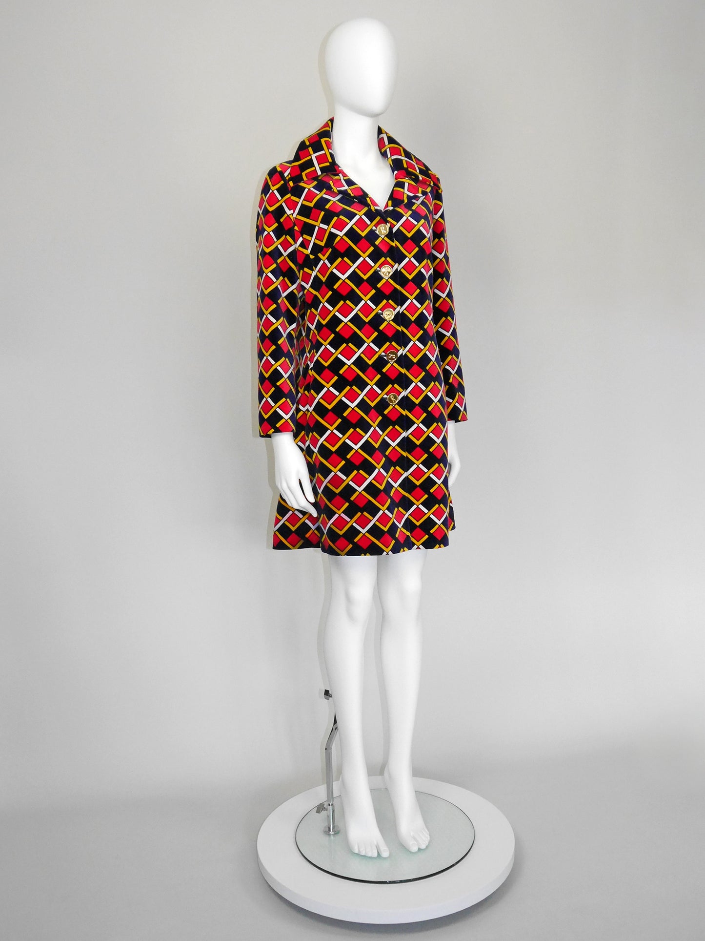 ROBERTA DI CAMERINO 1970s Vintage Signature Print Velvet Coat Size M-L