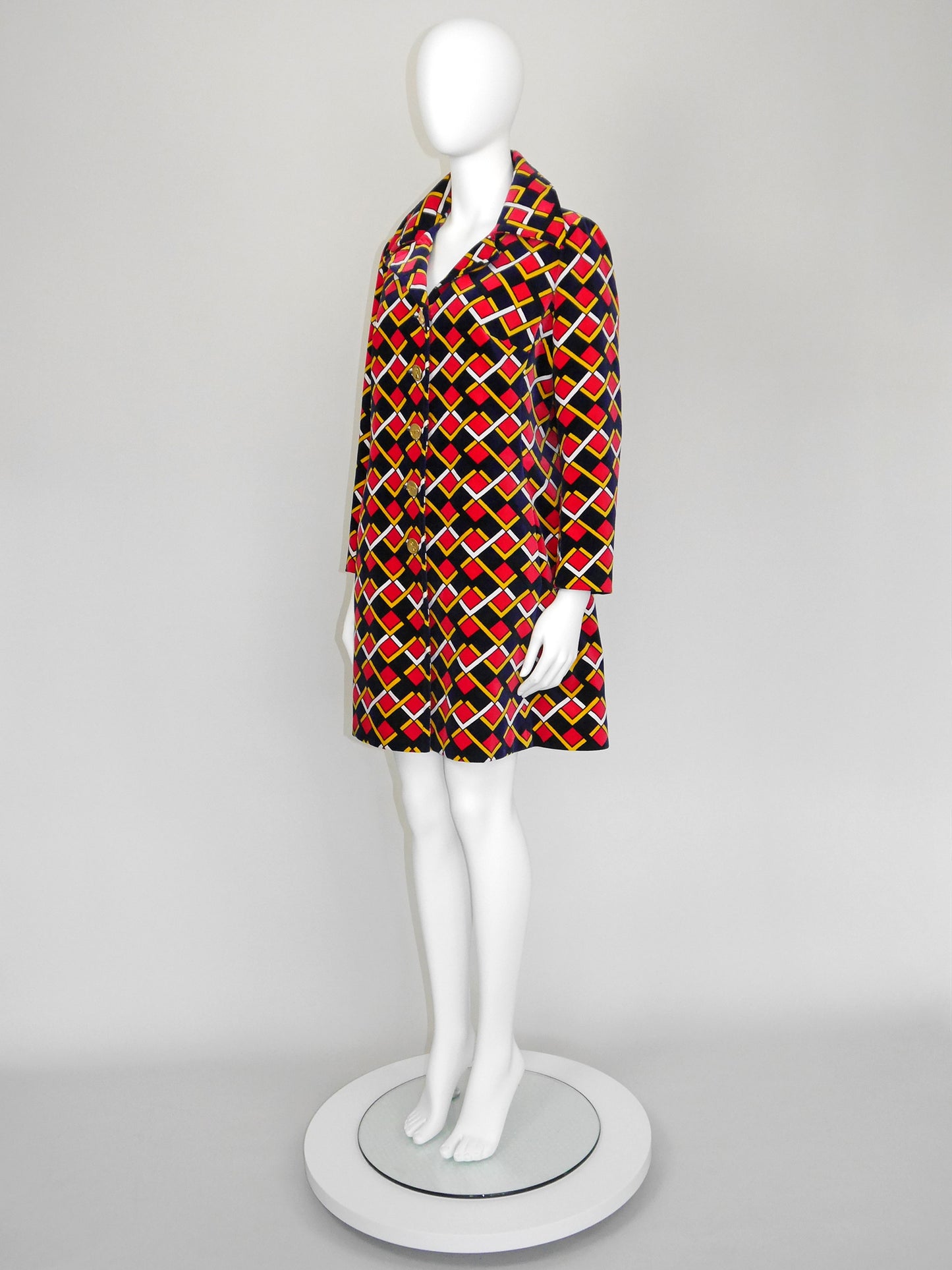 ROBERTA DI CAMERINO 1970s Vintage Signature Print Velvet Coat Size M-L