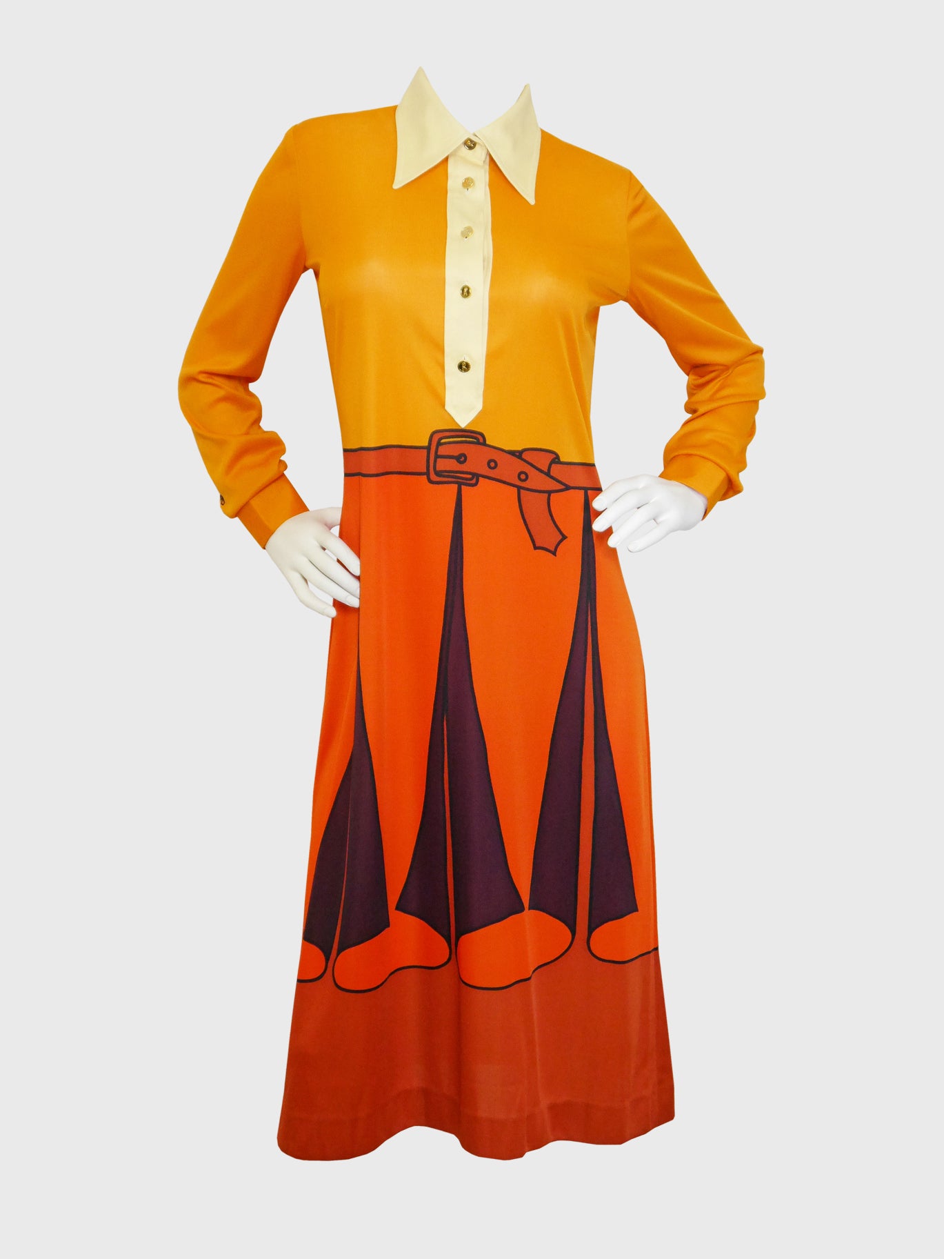 ROBERTA DI CAMERINO 1970s Vintage Trompe l'Oeil Midi Dress