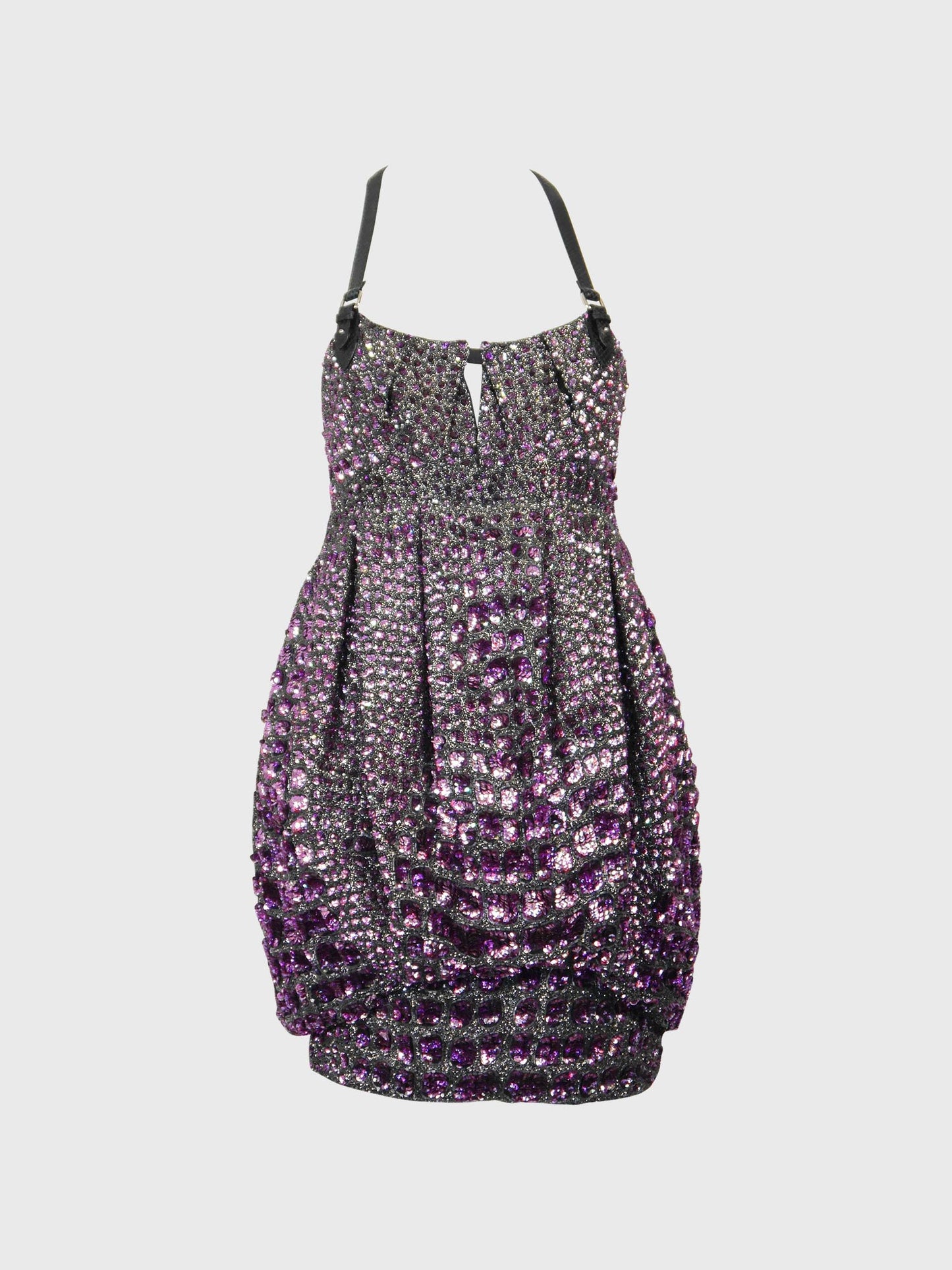 ROBERTO CAVALLI Fall 2012 Vintage Fully Beaded Harness Mini Dress Size XS