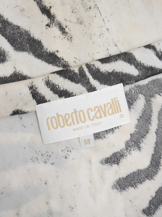ROBERTO CAVALLI Spring 1999 Vintage Zebra Print Silk Maxi Skirt Size S-M