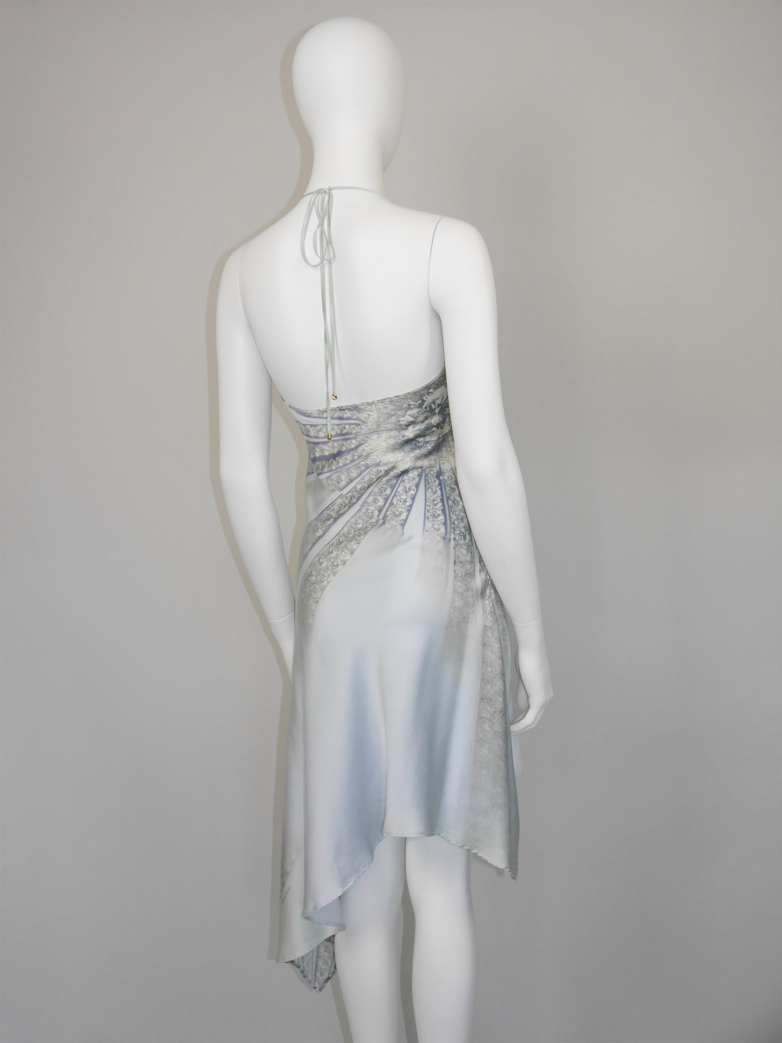 ROBERTO CAVALLI Spring 2000 Vintage Crystal Embellished Ombré Silk Slip Dress Size S