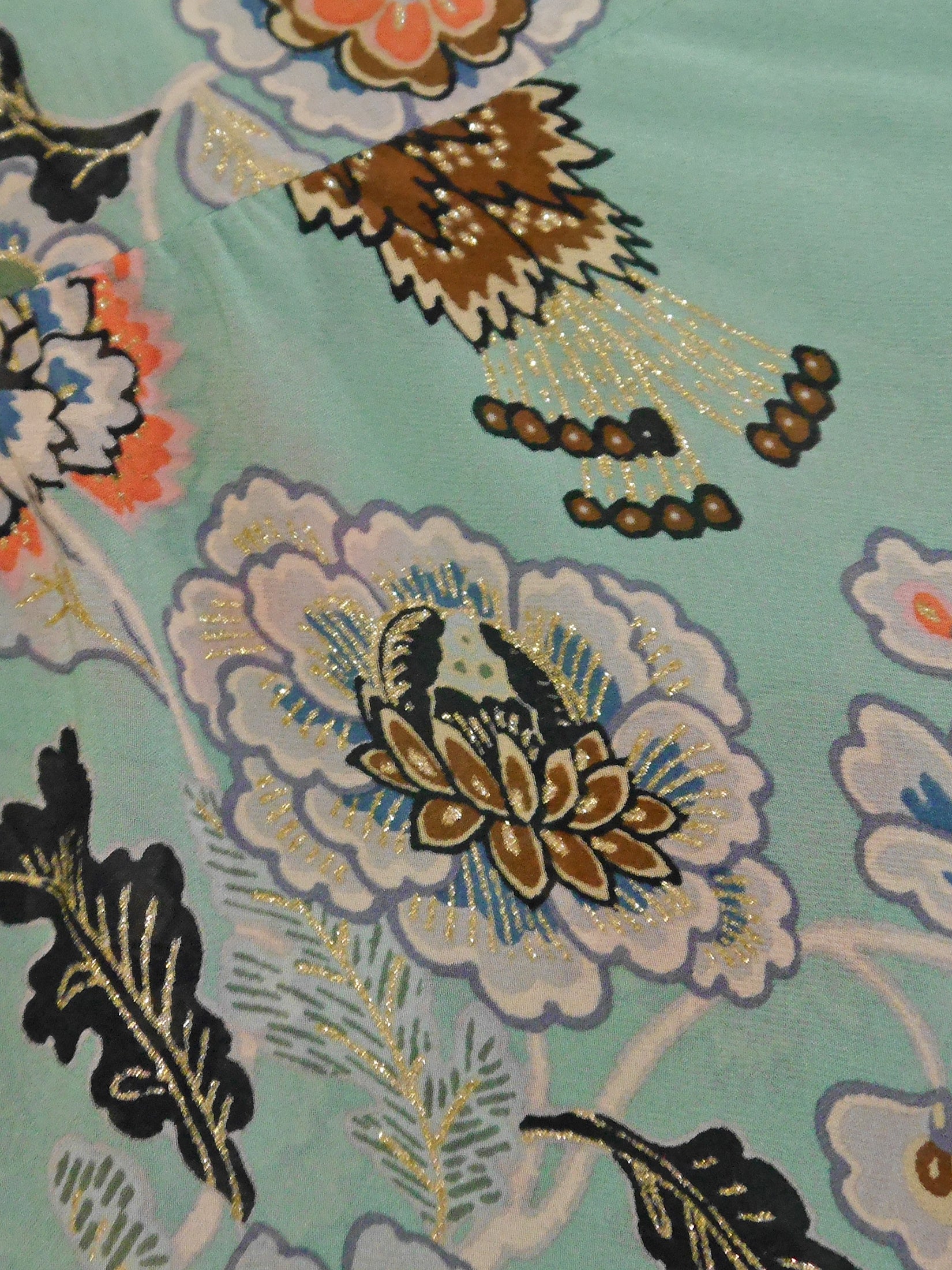 ROBERTO CAVALLI Spring 2003 Vintage Asian Floral Silk Skirt