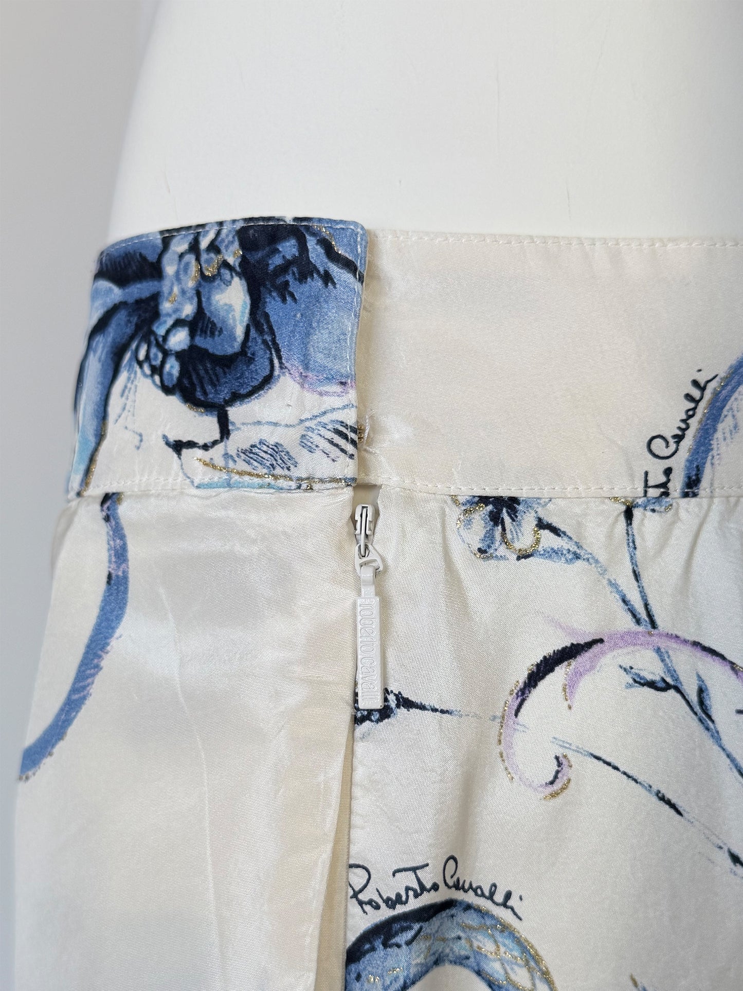 ROBERTO CAVALLI Vintage Spring 2005 Ruffled Floral Silk Maxi Skirt Size S