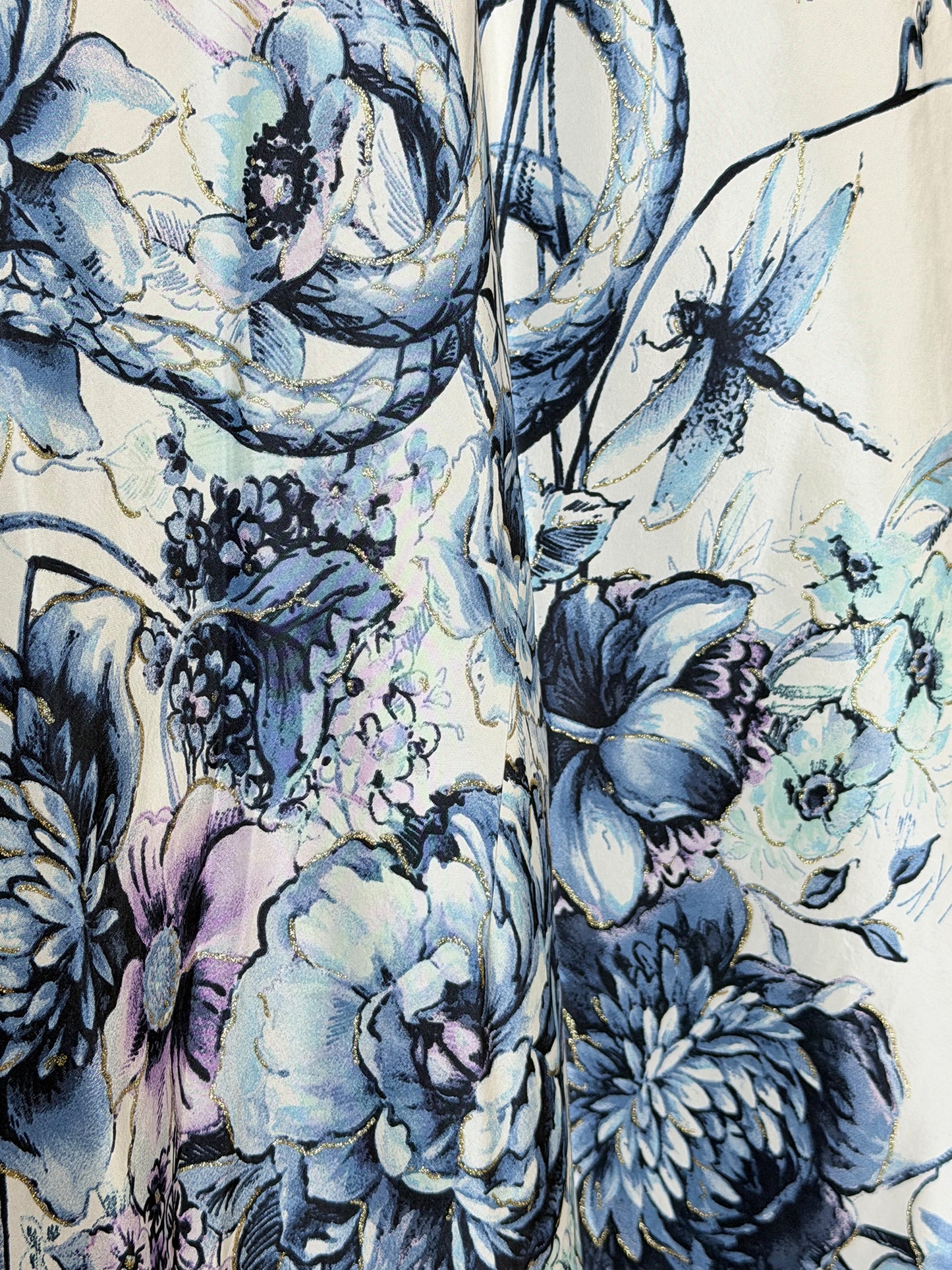 ROBERTO CAVALLI Vintage Spring 2005 Ruffled Floral Silk Maxi Skirt Size S