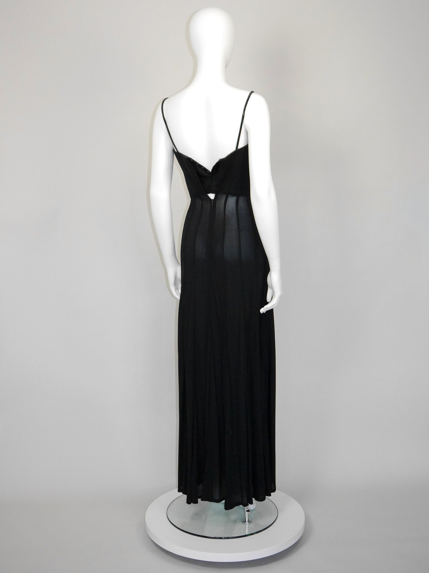 THIERRY MUGLER 1990s 2000s Vintage Black Bustier Corset Maxi Evening Dress Size XXS-XS