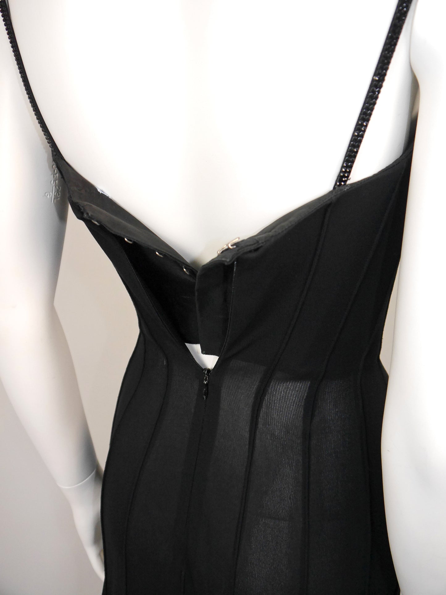 THIERRY MUGLER 1990s 2000s Vintage Black Bustier Corset Maxi Evening Dress Size XXS-XS