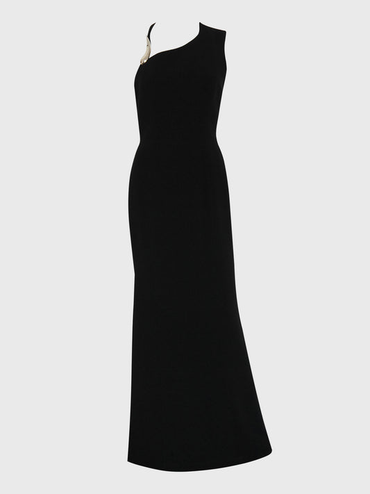 THIERRY MUGLER Spring 1999 Vintage Maxi Evening Dress Black
