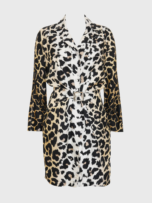 THIERRY MUGLER 1980s 1990s Vintage Leopard Print Silk Dress