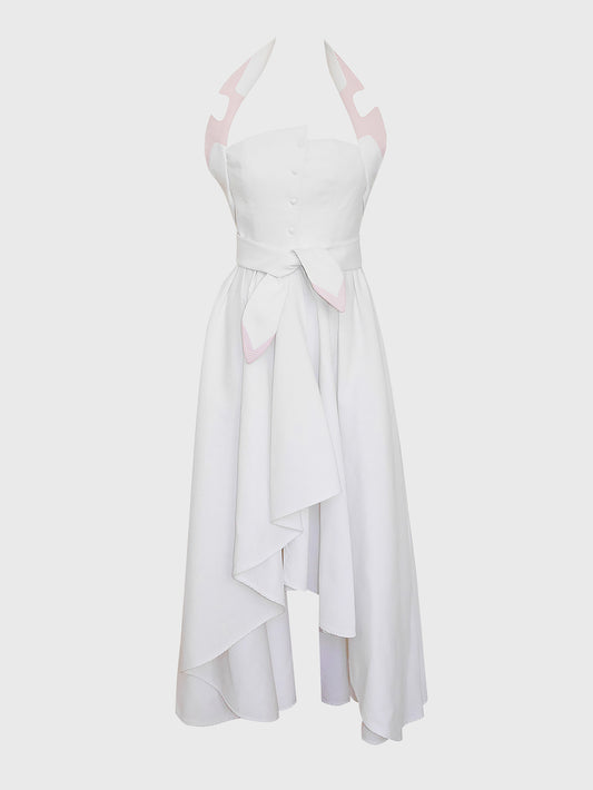 THIERRY MUGLER 1980s 1990s Vintage White Cotton High-Low Maxi Dress