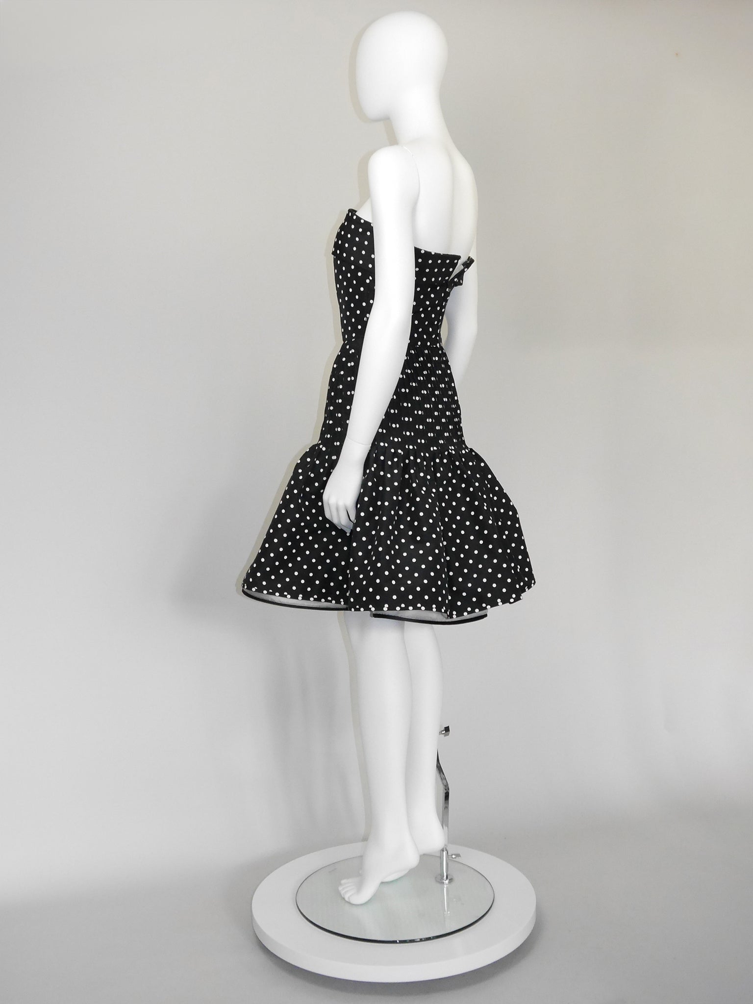 VALENTINO 1980s Vintage Black & White Polka Dot Cocktail Dress Size XS