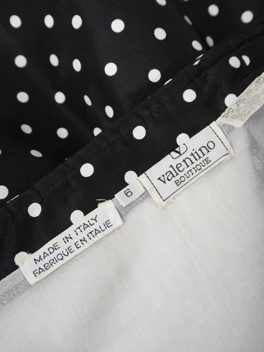 VALENTINO 1980s Vintage Black & White Polka Dot Cocktail Dress Size XS