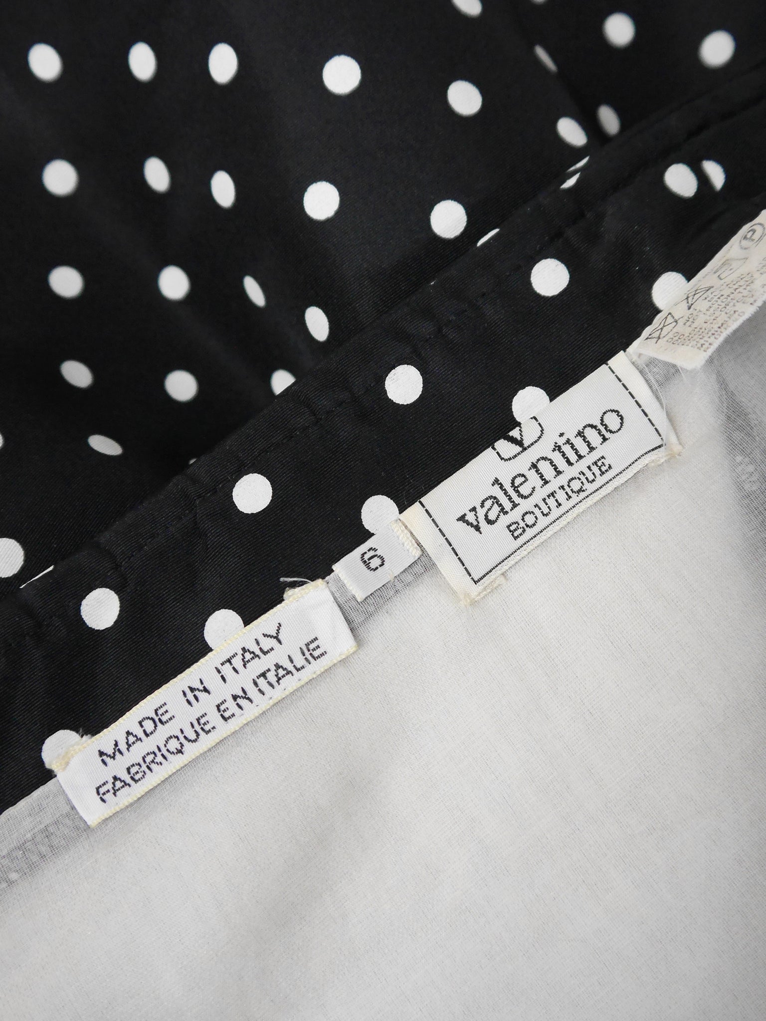 VALENTINO 1980s Vintage Black & White Polka Dot Cocktail Dress Size XS