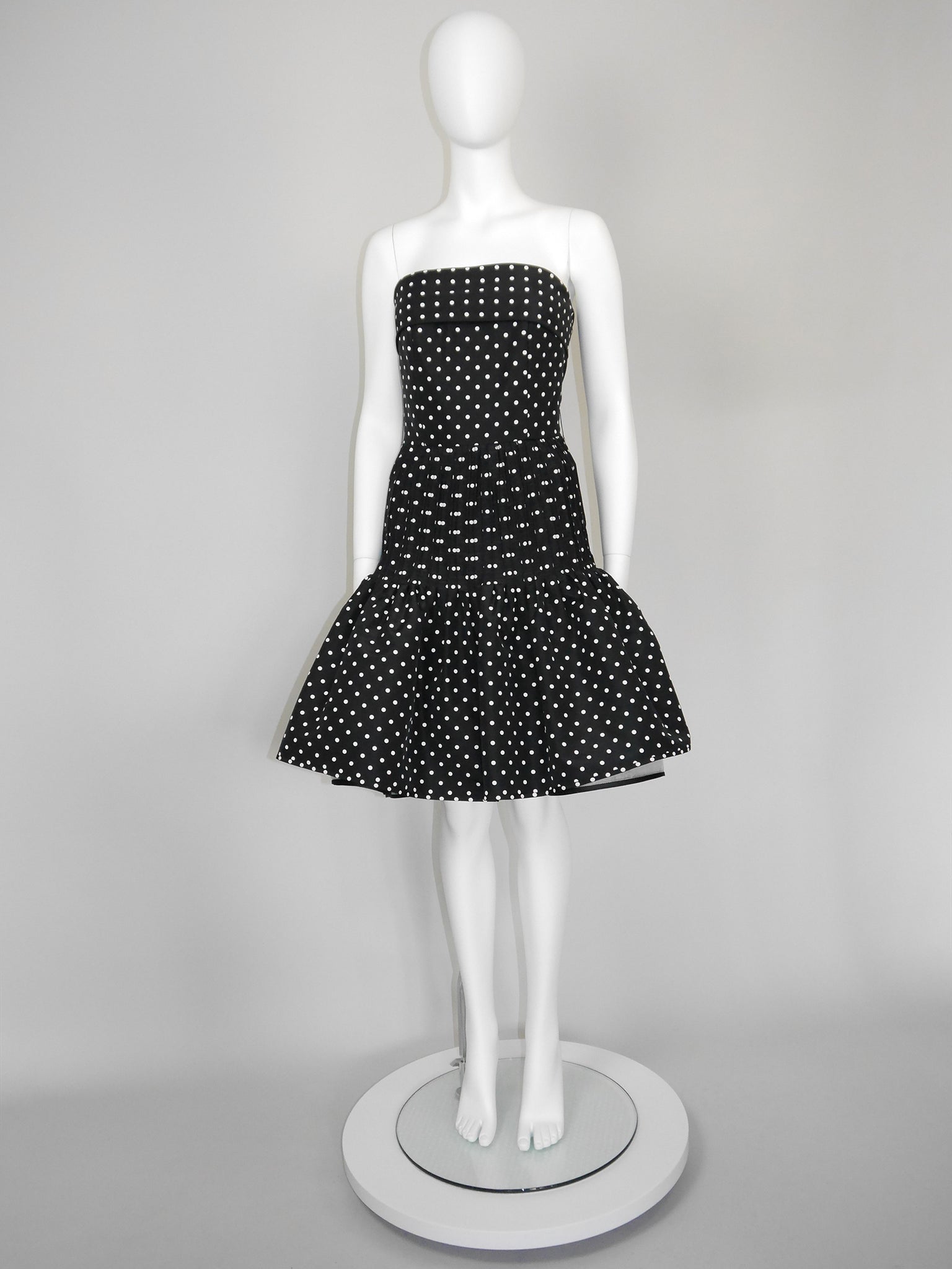 VALENTINO 1980s Vintage Black & White Polka Dot Cocktail Dress Size XS
