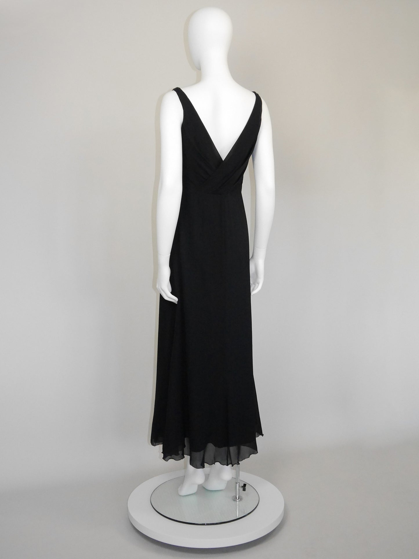 VALENTINO 1990s 2000s Vintage Silk Maxi Evening Dress w/ Silver Beaded Bow Size S
