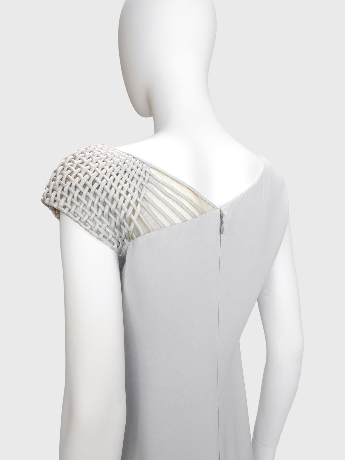 VALENTINO Spring 1999 Vintage Gray Evening Gown with Lattice Details Size S