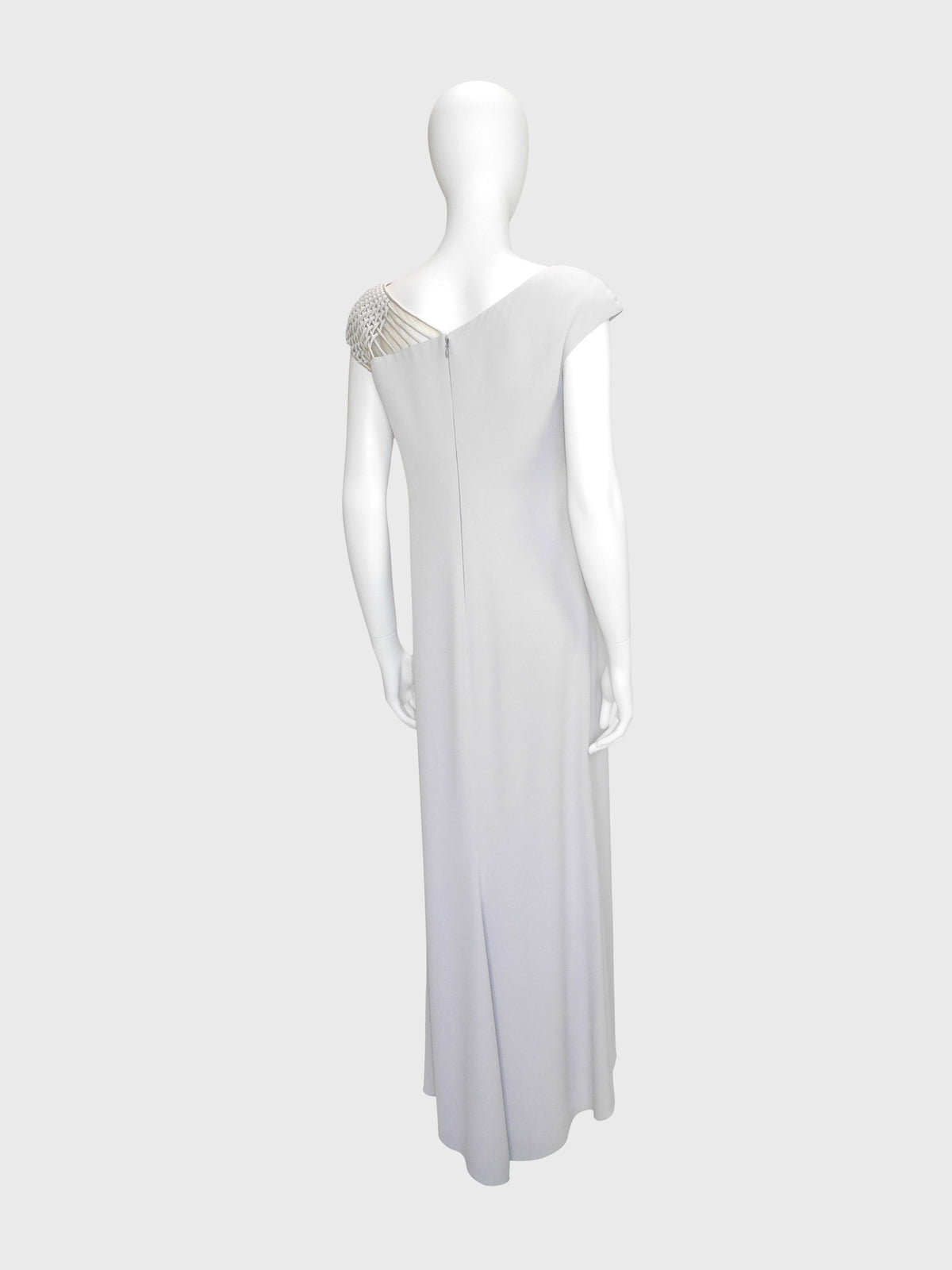 VALENTINO Spring 1999 Vintage Gray Evening Gown with Lattice Details Size S
