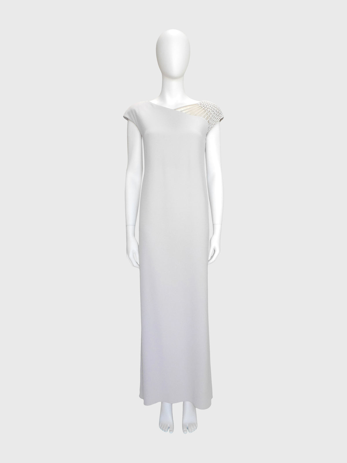 VALENTINO Spring 1999 Vintage Gray Evening Gown with Lattice Details Size S