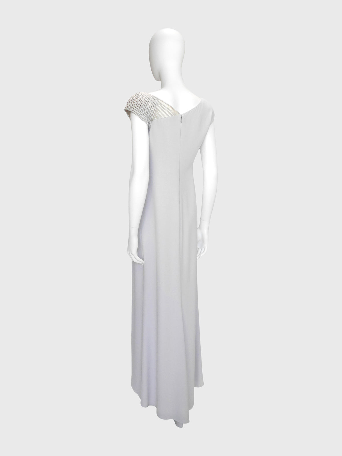 VALENTINO Spring 1999 Vintage Gray Evening Gown with Lattice Details Size S