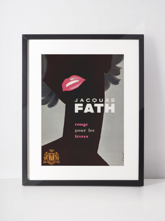 JACQUES FATH 1962 Vintage Print Advertisement 1960s Beauty Lipstick Ad Illustration