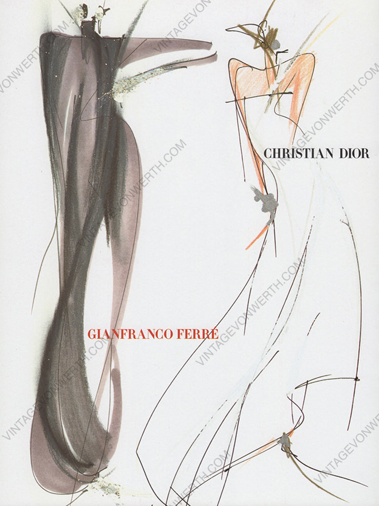 JIL SANDER 1994 Vintage Fashion Illustration Print François Berthoud 1990s