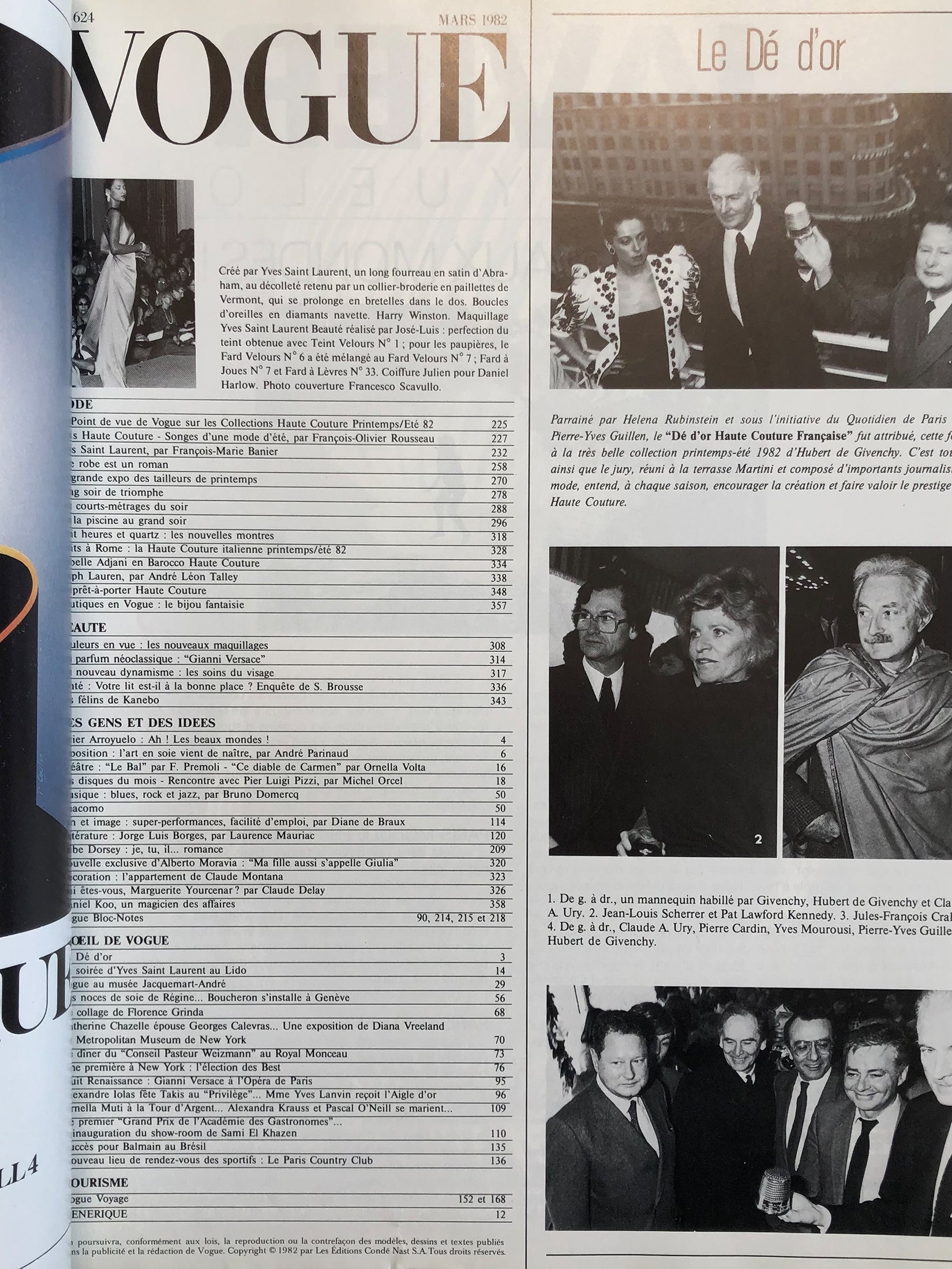 VOGUE PARIS March 1982 – VINTAGE VON WERTH - Main Image